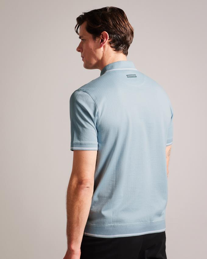 Polo Ted Baker Regular Fit Textured Bleu Clair Homme | HSQ-80549383